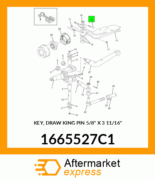 KEY, DRAW KING PIN 5/8" X 3 11/16" 1665527C1