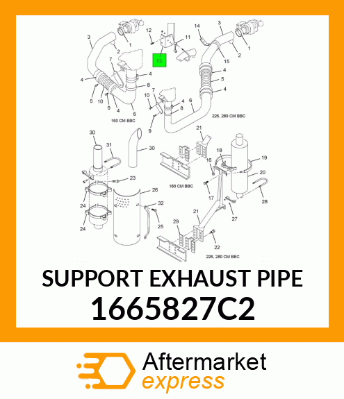SUPPORT EXHAUST PIPE 1665827C2
