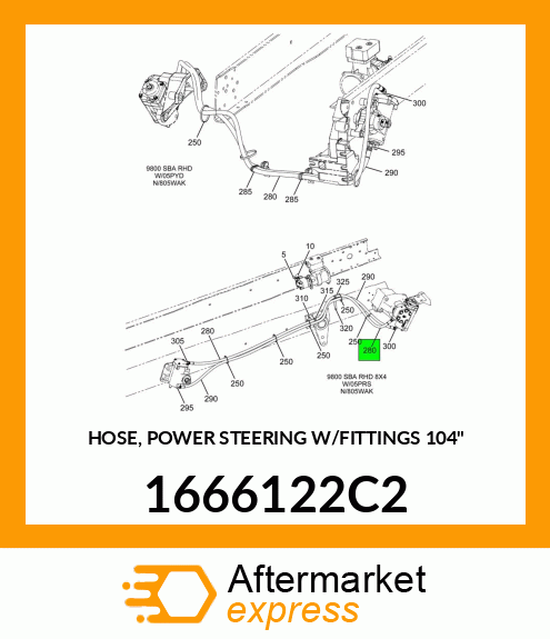 HOSE, POWER STEERING W/FITTINGS 104" 1666122C2