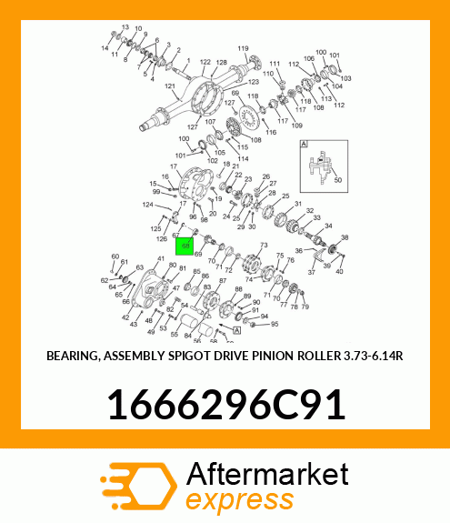 BEARING, ASSEMBLY SPIGOT DRIVE PINION ROLLER 3.73-6.14R 1666296C91