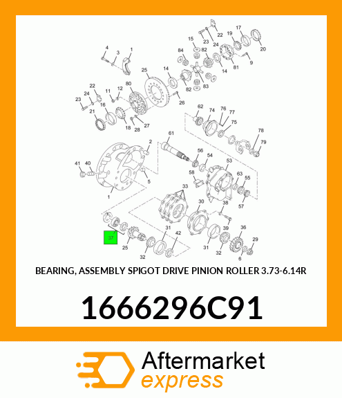 BEARING, ASSEMBLY SPIGOT DRIVE PINION ROLLER 3.73-6.14R 1666296C91