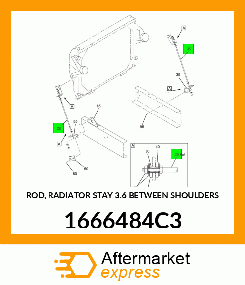 ROD, RADIATOR STAY 3.6" BETWEEN SHOULDERS 1666484C3