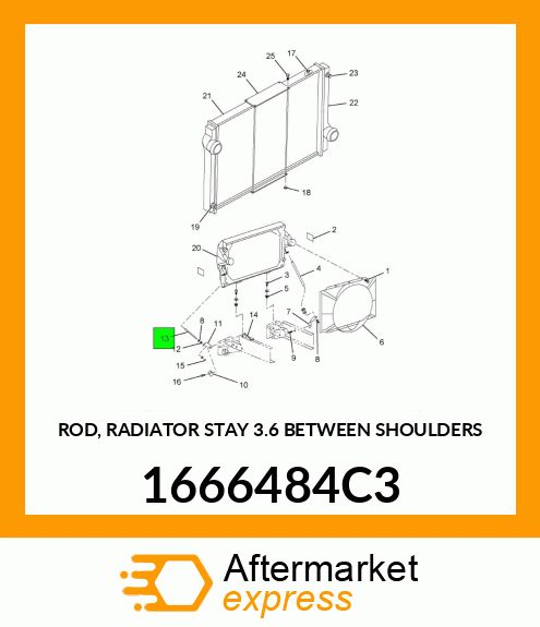 ROD, RADIATOR STAY 3.6" BETWEEN SHOULDERS 1666484C3