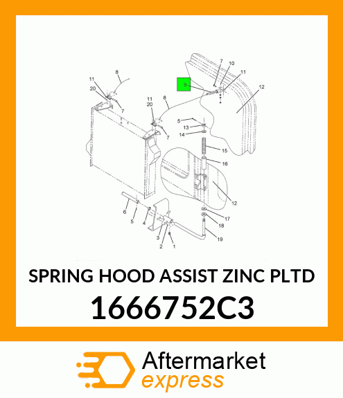 SPRING HOOD ASSIST ZINC PLTD 1666752C3