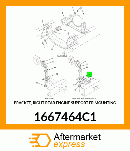 BRACKET, RIGHT REAR ENGINE SUPPORT FR MOUNTING 1667464C1