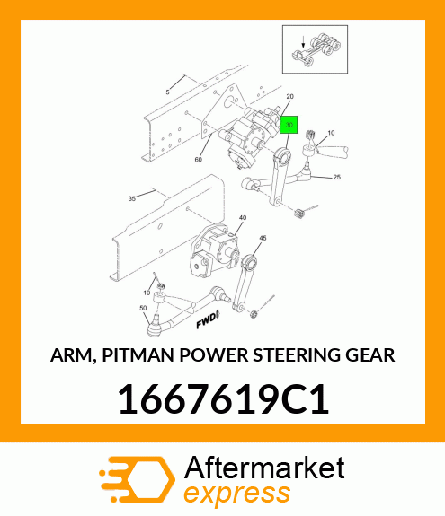 ARM, PITMAN POWER STEERING GEAR 1667619C1