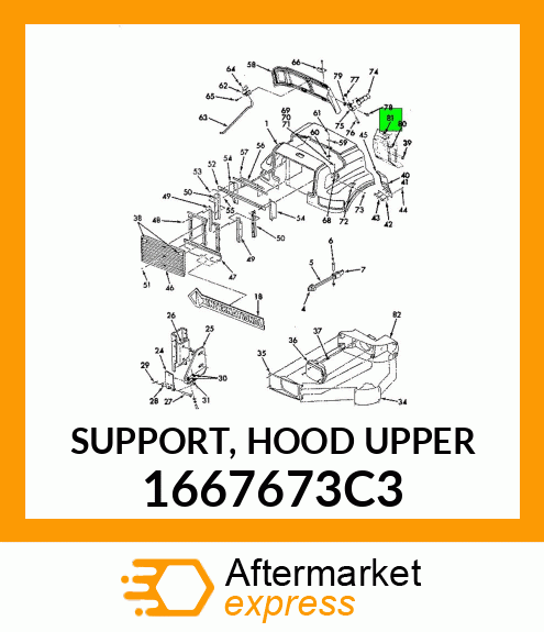 SUPPORT, HOOD UPPER 1667673C3