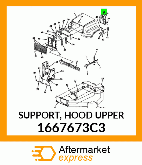 SUPPORT, HOOD UPPER 1667673C3