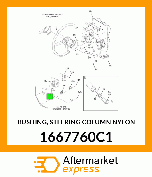 BUSHING, STEERING COLUMN NYLON 1667760C1