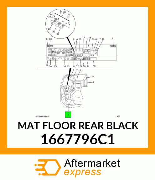 MAT FLOOR REAR BLACK 1667796C1