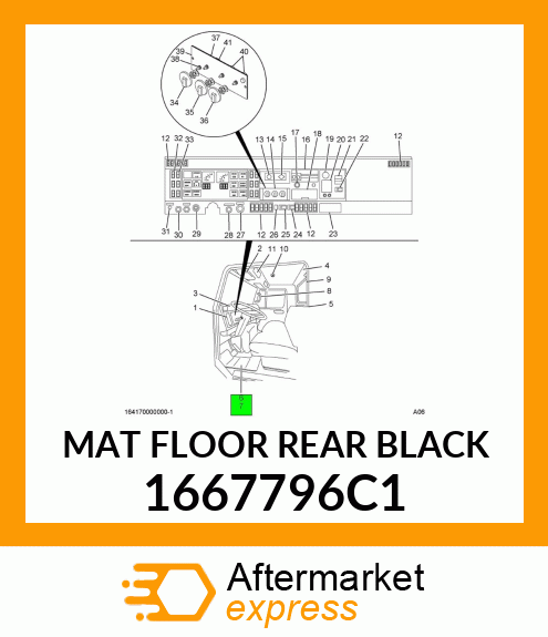 MAT FLOOR REAR BLACK 1667796C1