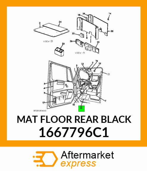 MAT FLOOR REAR BLACK 1667796C1