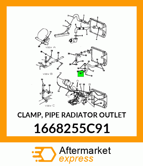 CLAMP, PIPE RADIATOR OUTLET 1668255C91