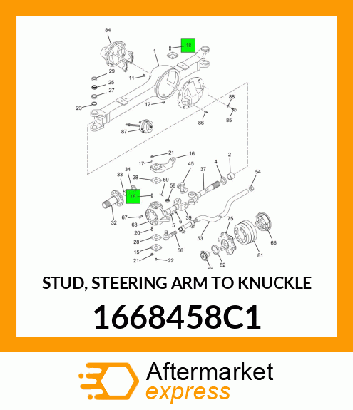 STUD, STEERING ARM TO KNUCKLE 1668458C1
