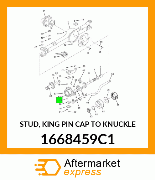 STUD, KING PIN CAP TO KNUCKLE 1668459C1