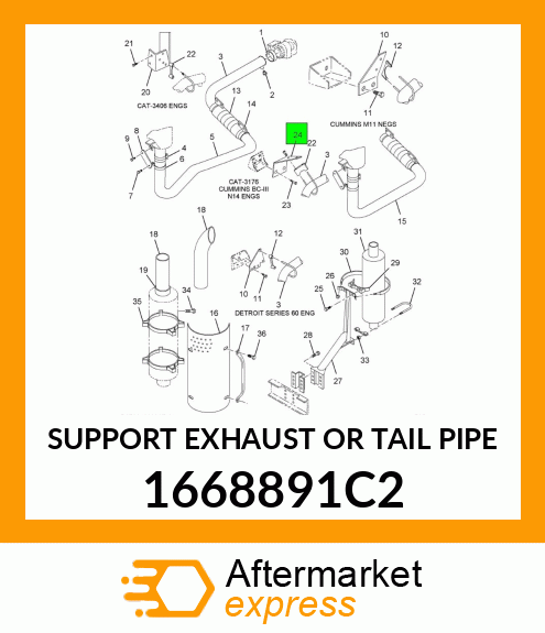 SUPPORT EXHAUST OR TAIL PIPE 1668891C2