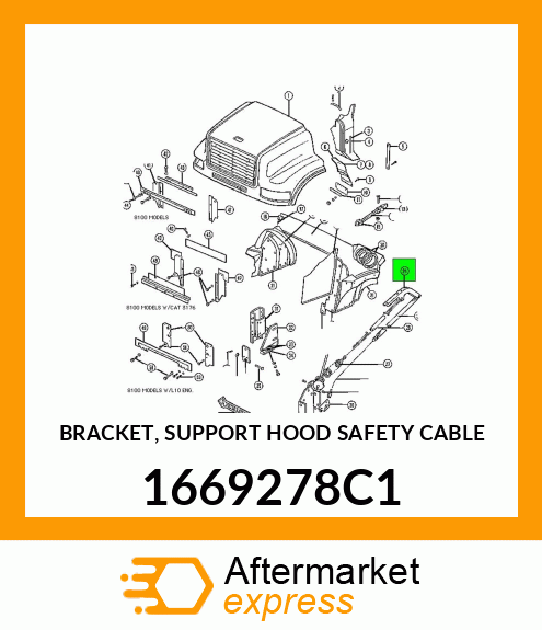 BRACKET, SUPPORT HOOD SAFETY CABLE 1669278C1