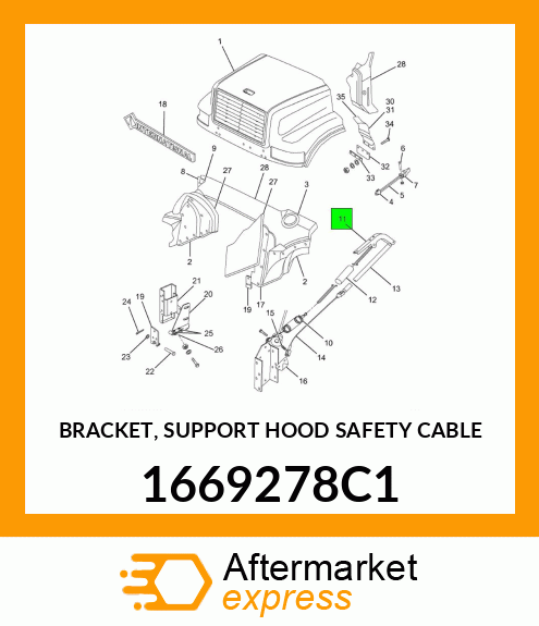 BRACKET, SUPPORT HOOD SAFETY CABLE 1669278C1