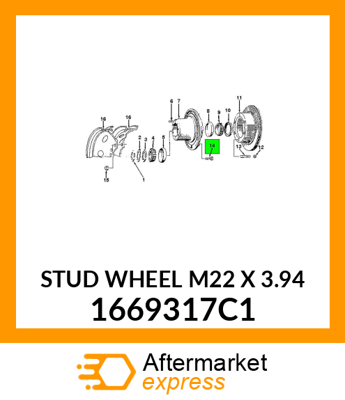 STUD WHEEL M22 X 3.94 1669317C1