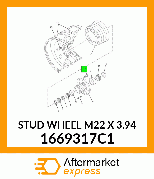 STUD WHEEL M22 X 3.94 1669317C1