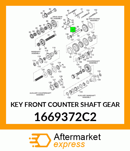 KEY FRONT COUNTER SHAFT GEAR 1669372C2