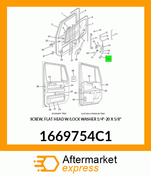SCREW, FLAT HEAD W/LOCK WASHER 1/4"-20 X 5/8" 1669754C1