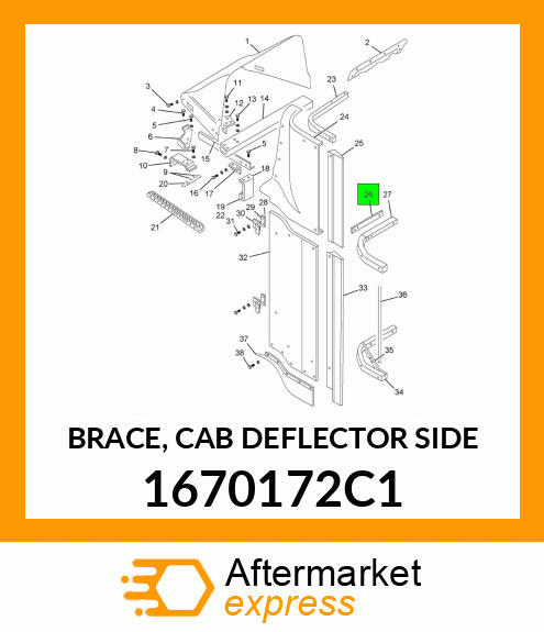 BRACE, CAB DEFLECTOR SIDE 1670172C1