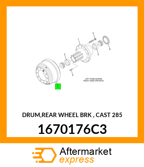 DRUM,REAR WHEEL BRK , CAST 285 1670176C3