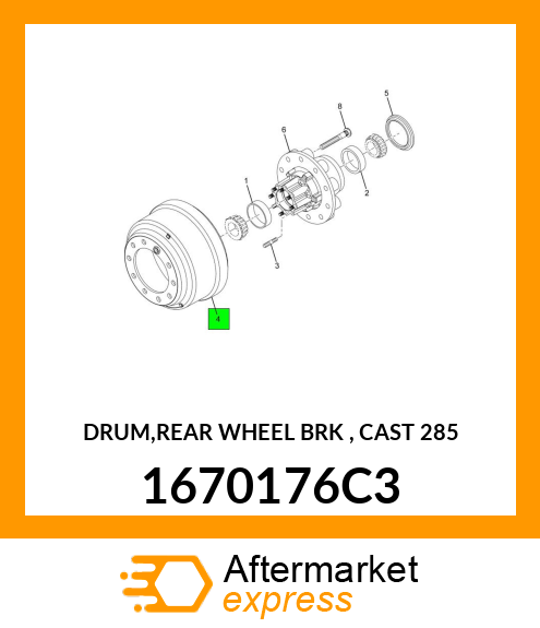 DRUM,REAR WHEEL BRK , CAST 285 1670176C3