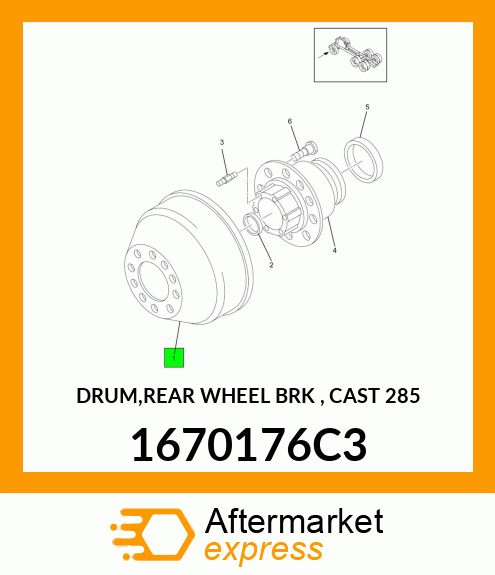 DRUM,REAR WHEEL BRK , CAST 285 1670176C3