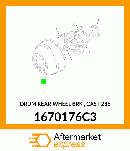 DRUM,REAR WHEEL BRK , CAST 285 1670176C3