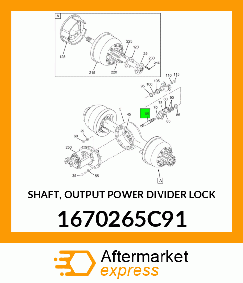 SHAFT, OUTPUT POWER DIVIDER LOCK 1670265C91