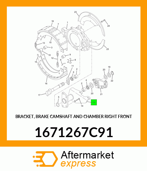 BRACKET, BRAKE CAMSHAFT AND CHAMBER RIGHT FRONT 1671267C91