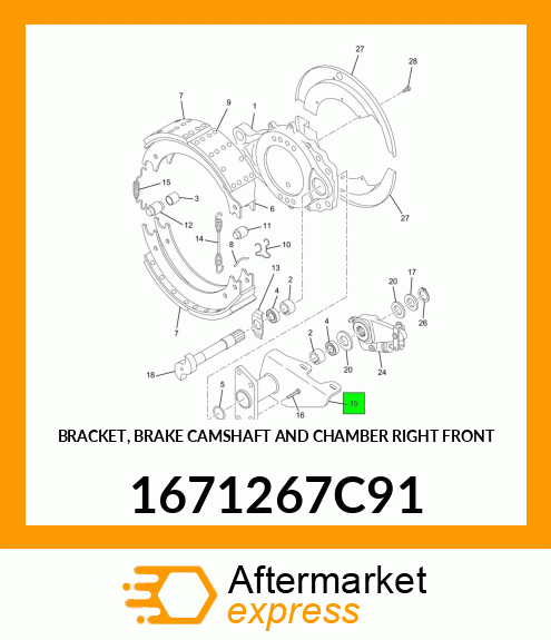 BRACKET, BRAKE CAMSHAFT AND CHAMBER RIGHT FRONT 1671267C91