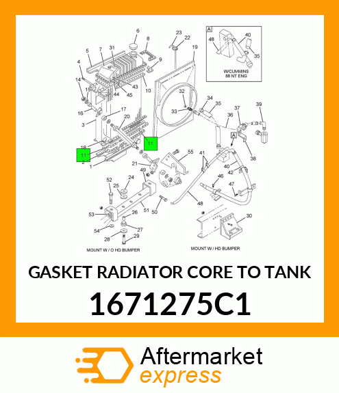 GASKET RADIATOR CORE TO TANK 1671275C1