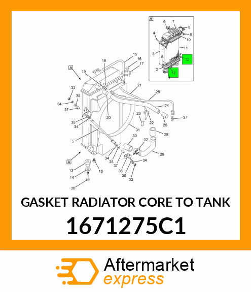 GASKET RADIATOR CORE TO TANK 1671275C1