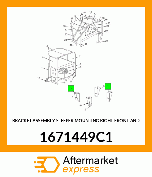 BRACKET ASSEMBLY SLEEPER MOUNTING RIGHT FRONT AND 1671449C1