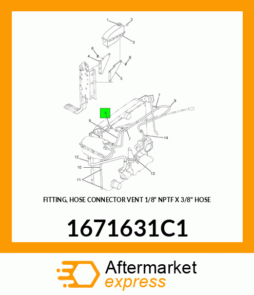 FITTING, HOSE CONNECTOR VENT 1/8" NPTF X 3/8" HOSE 1671631C1