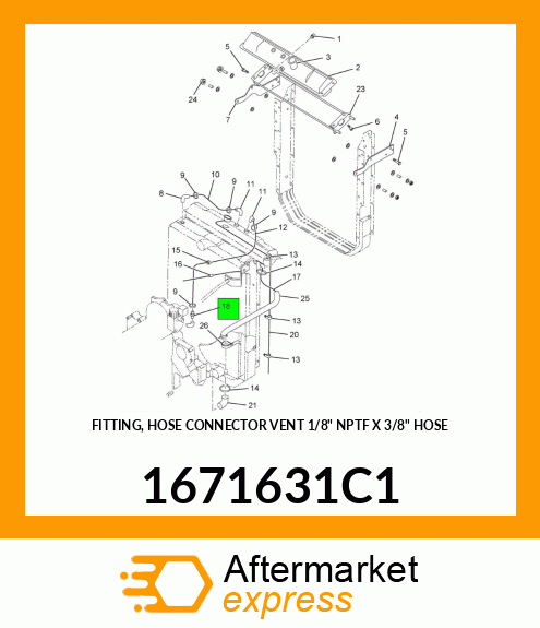 FITTING, HOSE CONNECTOR VENT 1/8" NPTF X 3/8" HOSE 1671631C1