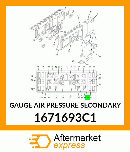 GAUGE AIR PRESSURE SECONDARY 1671693C1