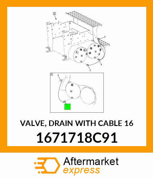 VALVE, DRAIN WITH CABLE 16" 1671718C91