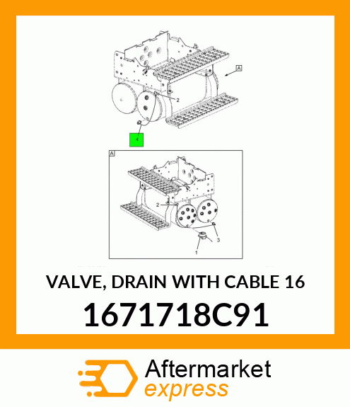 VALVE, DRAIN WITH CABLE 16" 1671718C91