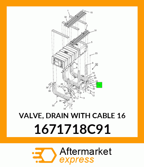 VALVE, DRAIN WITH CABLE 16" 1671718C91