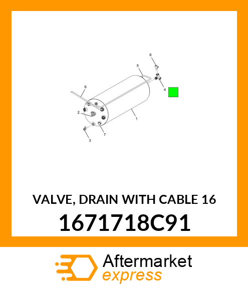 VALVE, DRAIN WITH CABLE 16" 1671718C91