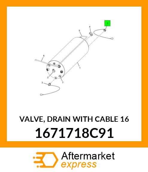 VALVE, DRAIN WITH CABLE 16" 1671718C91