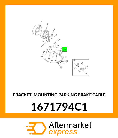 BRACKET, MOUNTING PARKING BRAKE CABLE 1671794C1