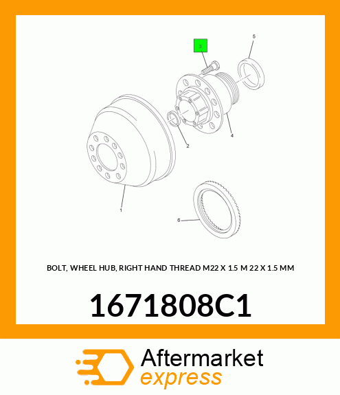 BOLT, WHEEL HUB, RIGHT HAND THREAD M22 X 1.5 M 22 X 1.5 MM 1671808C1