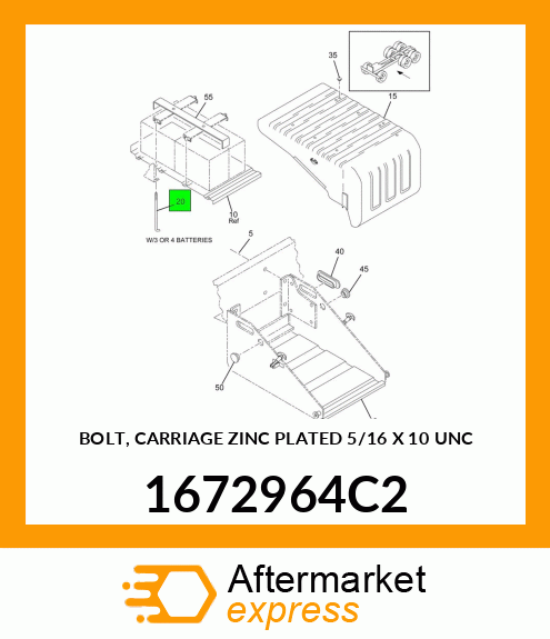 BOLT, CARRIAGE ZINC PLATED 5/16" X 10" UNC 1672964C2