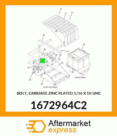 BOLT, CARRIAGE ZINC PLATED 5/16" X 10" UNC 1672964C2