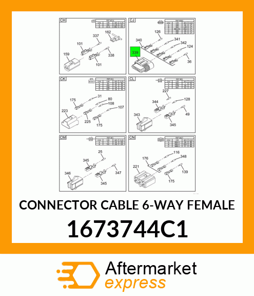 CONNECTOR CABLE 6-WAY FEMALE 1673744C1